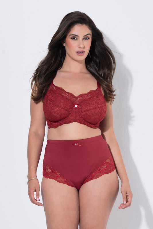 Lace Detail Stretch Microfiber High Rise Panty