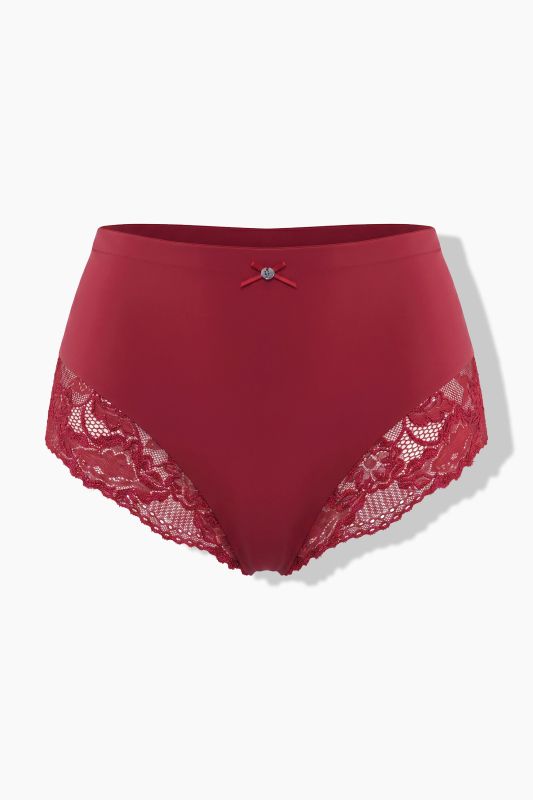 Lace Detail Stretch Microfiber High Rise Panty