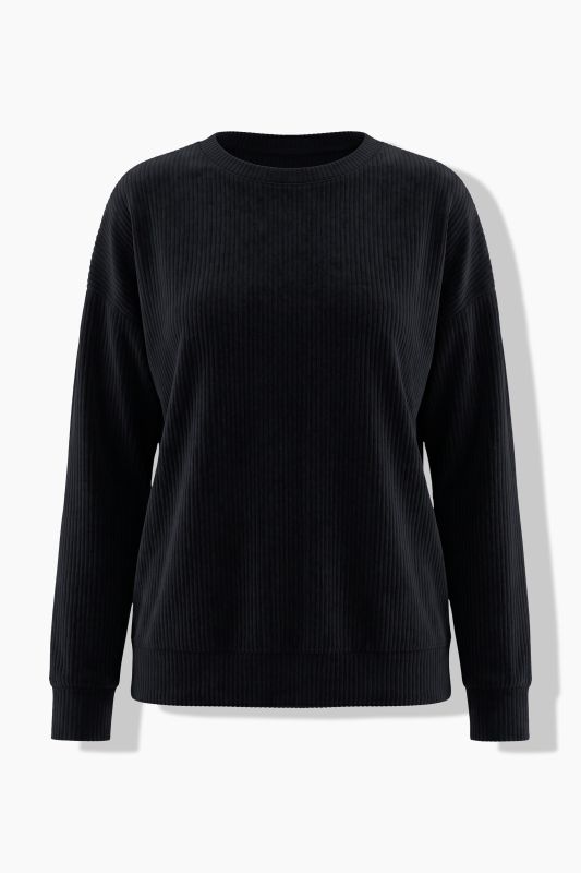 Textured Stripe Stretch Knit Oversized Fit Lounge Top