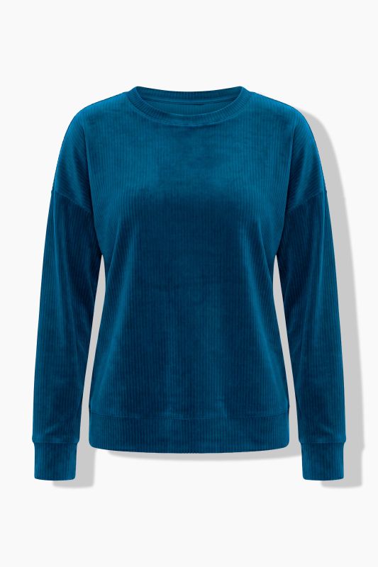 Textured Stripe Stretch Knit Oversized Fit Lounge Top
