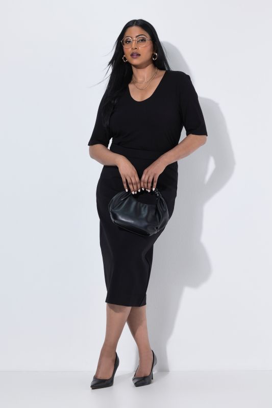 Straight Elastic Waist Stretch Knit Skirt