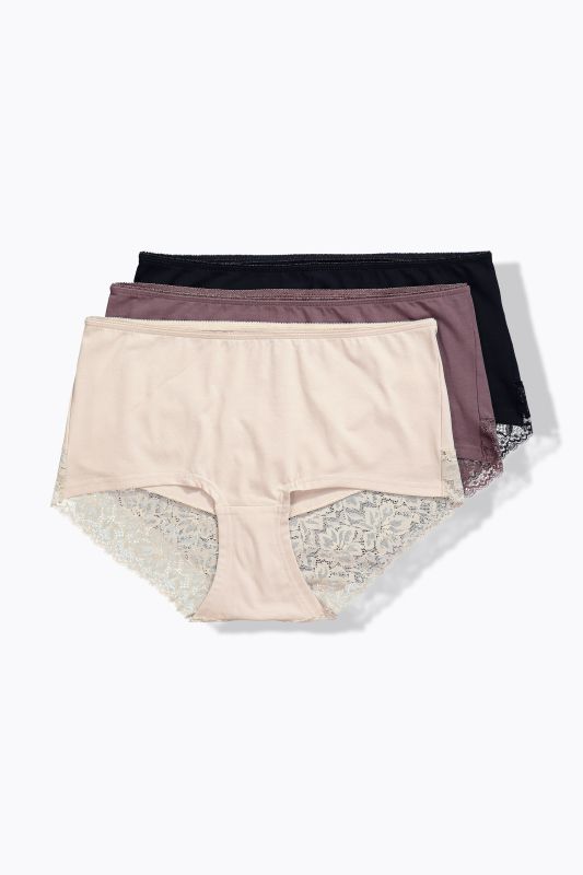 3 Pack Lace Detail Hipster Briefs