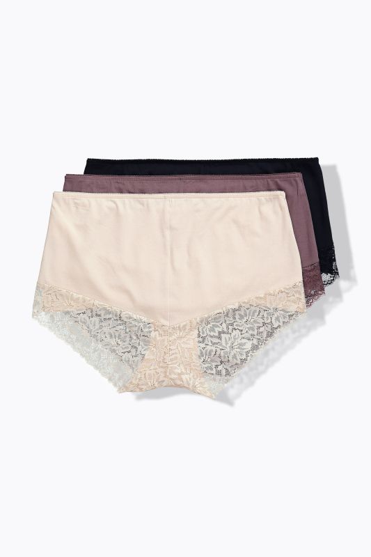 3 Pack Lace Detail Hipster Briefs