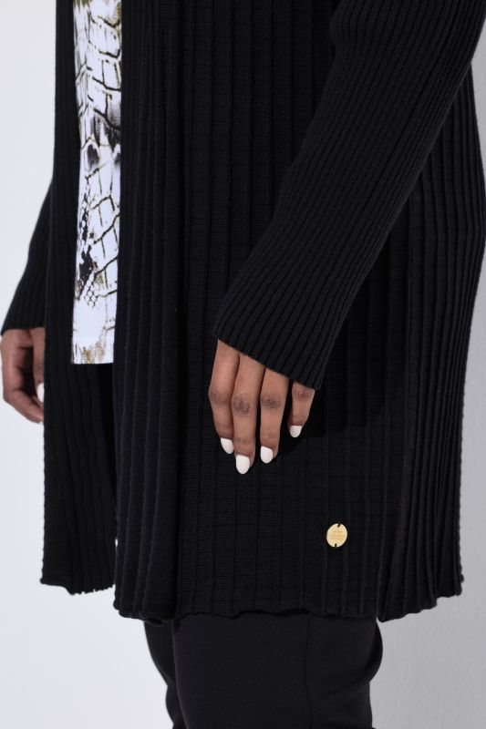 Pleated Longline Open Shape Cardigan