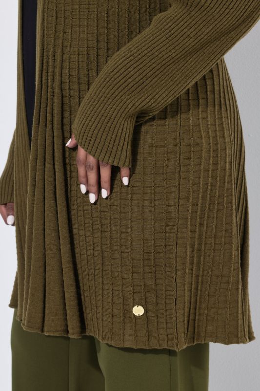 Pleated Longline Open Shape Cardigan
