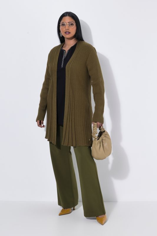 Pleated Longline Open Shape Cardigan