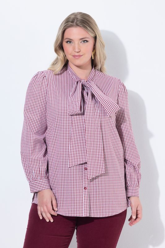 Ribbon Necktie Long Sleeve Button Down Blouse