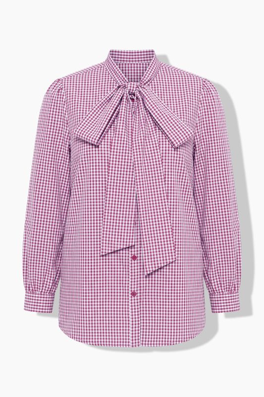 Ribbon Necktie Long Sleeve Button Down Blouse