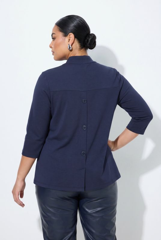 Decorative Button 3/4 Sleeve Sweatshirt
