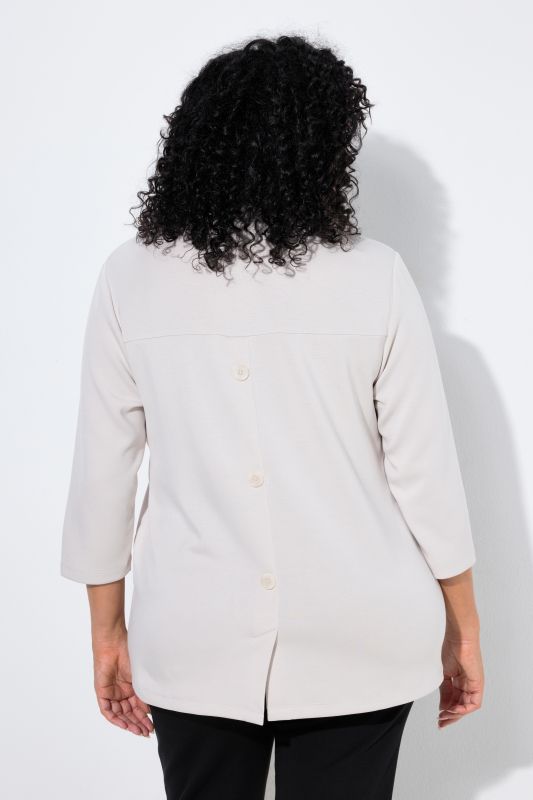 Decorative Button 3/4 Sleeve Sweatshirt