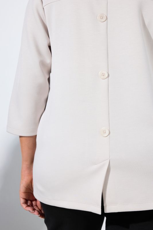 Decorative Button 3/4 Sleeve Sweatshirt