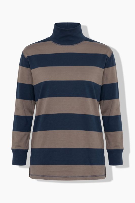 Eco Cotton Striped Turtleneck Sweatshirt