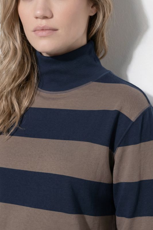 Eco Cotton Striped Turtleneck Sweatshirt