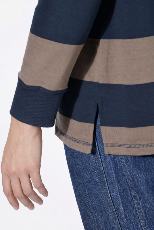 Eco Cotton Striped Turtleneck Sweatshirt