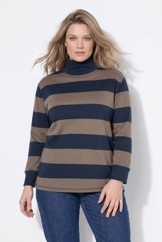 Eco Cotton Striped Turtleneck Sweatshirt