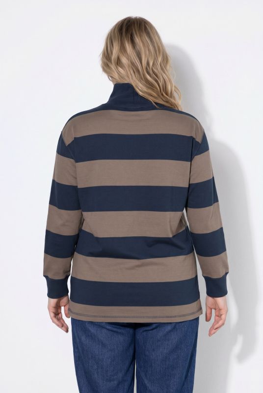 Eco Cotton Striped Turtleneck Sweatshirt