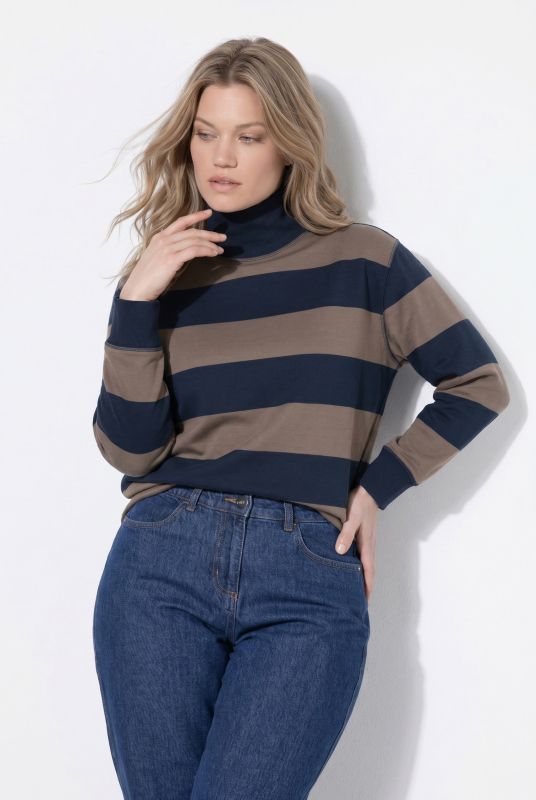 Eco Cotton Striped Turtleneck Sweatshirt