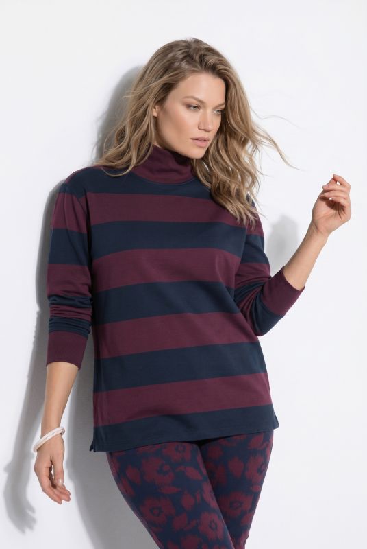 Eco Cotton Striped Turtleneck Sweatshirt