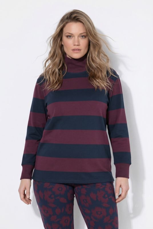 Eco Cotton Striped Turtleneck Sweatshirt