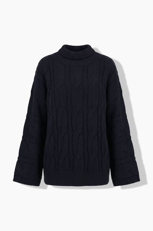 Oversized Cable Knit Turtleneck Sweater