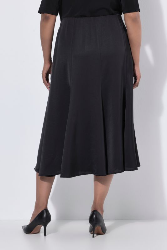 Shimmering Satin Elastic Waist Pleated Skirt