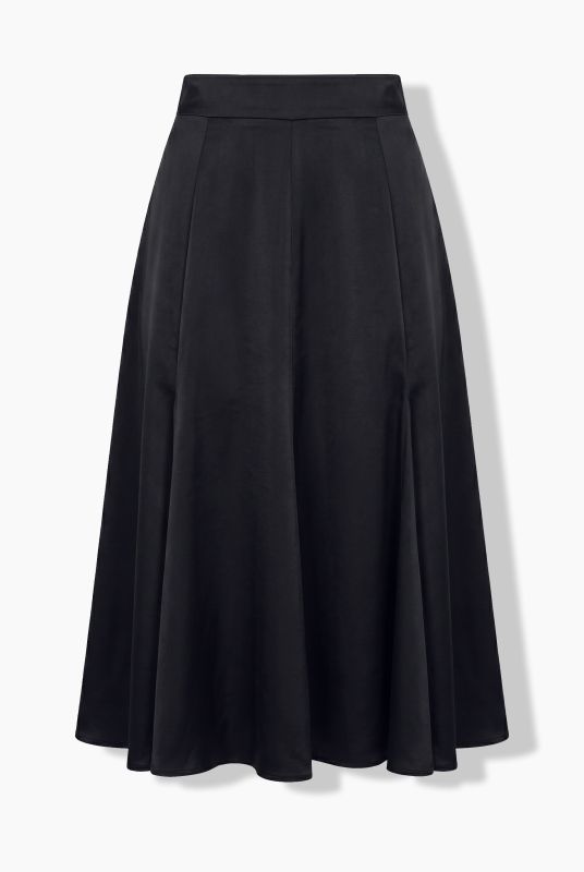 Shimmering Satin Elastic Waist Pleated Skirt