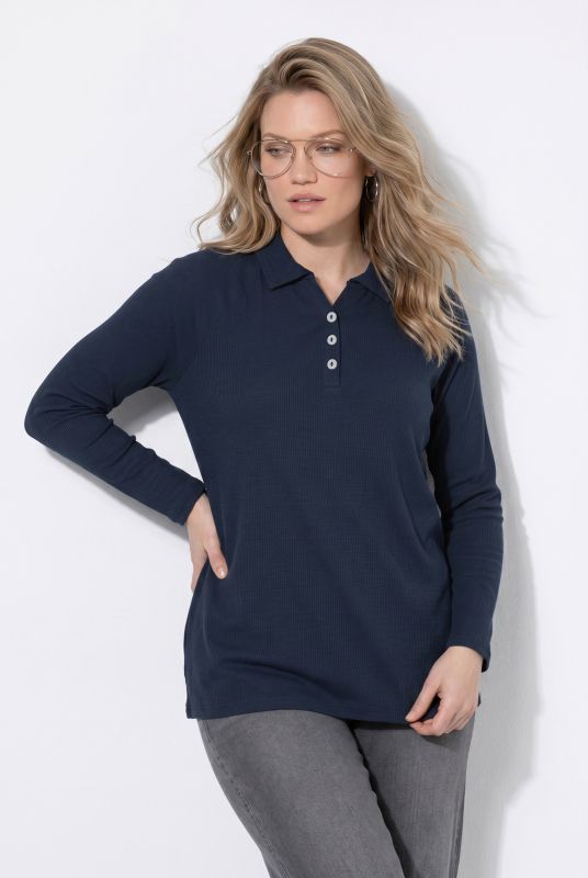 Eco Cotton Ribbed Long Sleeve Polo