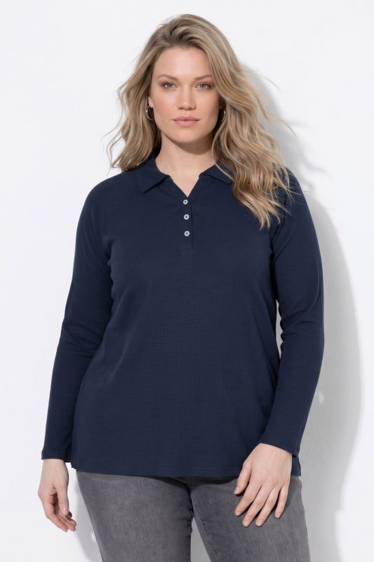 Eco Cotton Ribbed Long Sleeve Polo