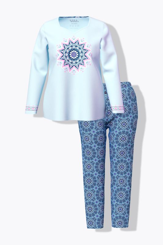 Geometric Snowflake Long Sleeve Pajama Set