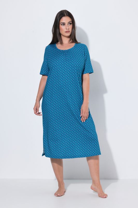 Geometric Snowflake Short Sleeve Nightgown