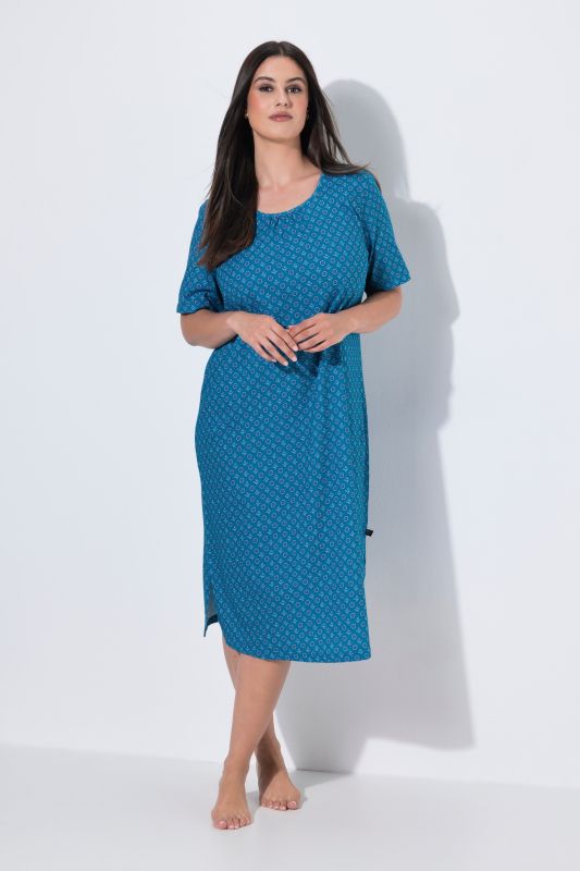 Geometric Snowflake Short Sleeve Nightgown