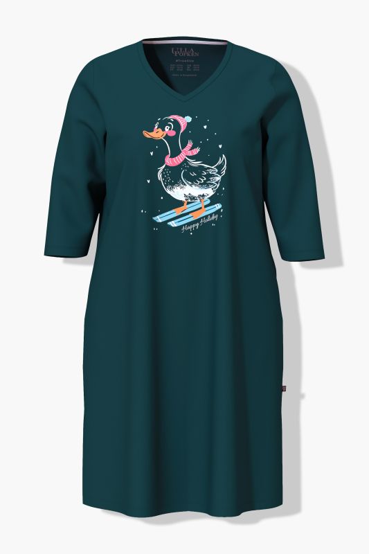 Skiing Duck 3/4 Sleeve Sleep Tee
