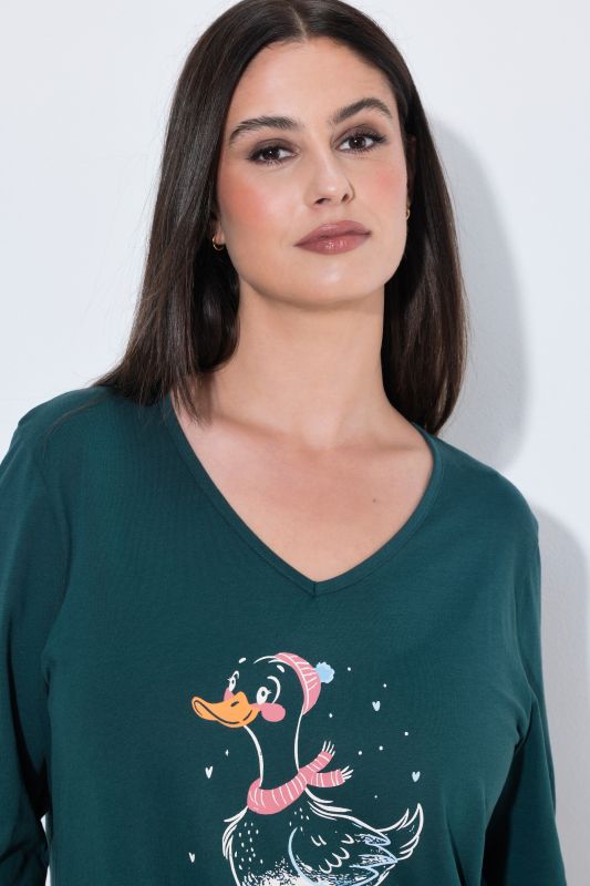 Skiing Duck 3/4 Sleeve Sleep Tee