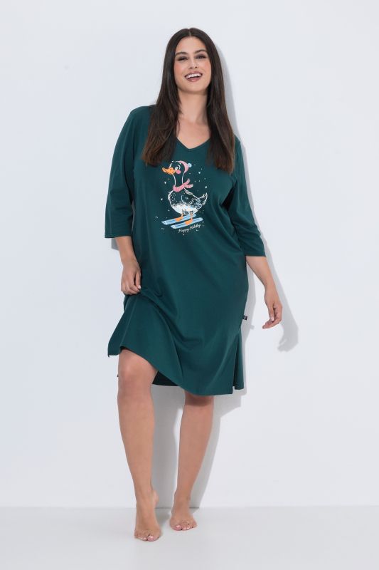 Skiing Duck 3/4 Sleeve Sleep Tee