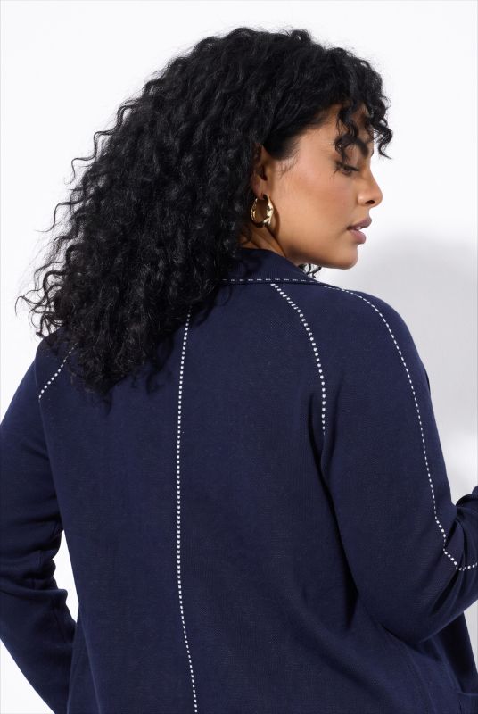Decorative Stitch Zip-Up Cardigan