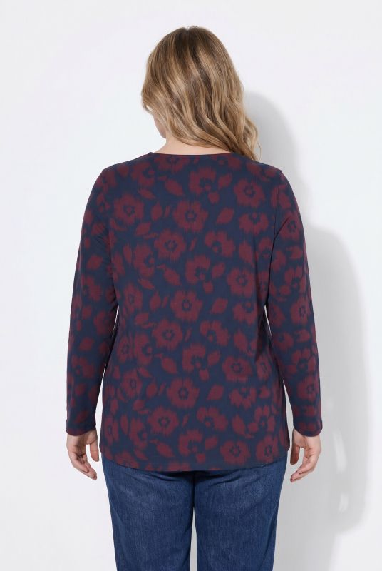 Eco Cotton Floral Print Long Sleeve V-Neck Tee