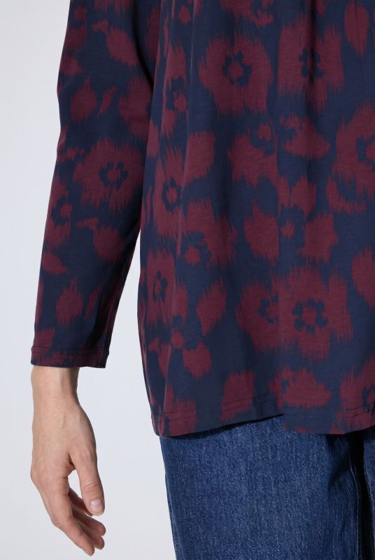 Eco Cotton Floral Print Long Sleeve V-Neck Tee