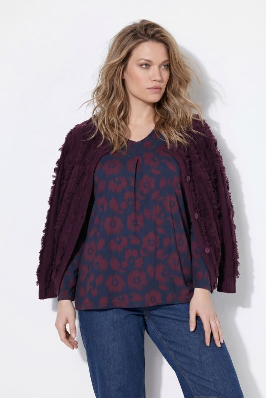 Eco Cotton Floral Print Long Sleeve V-Neck Tee