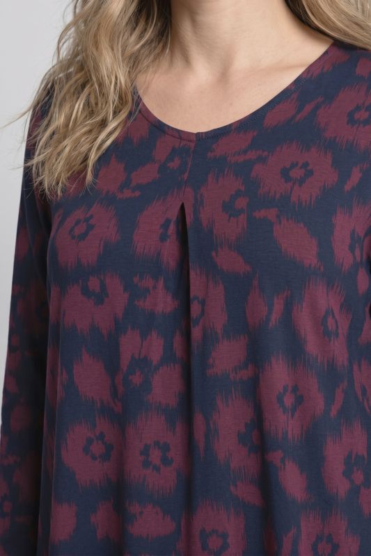 Eco Cotton Floral Print Long Sleeve V-Neck Tee