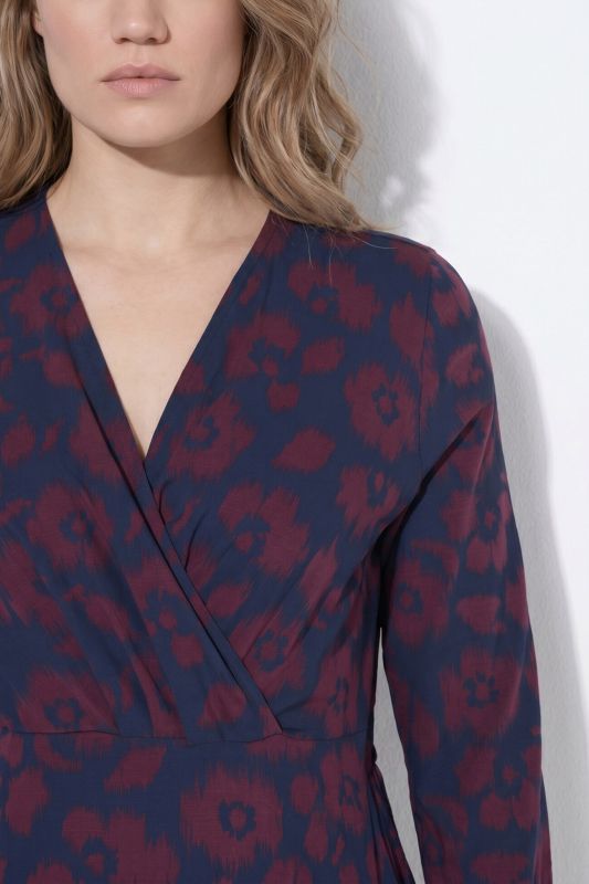 Eco Cotton Floral Print 3/4 Sleeve Wrap Dress