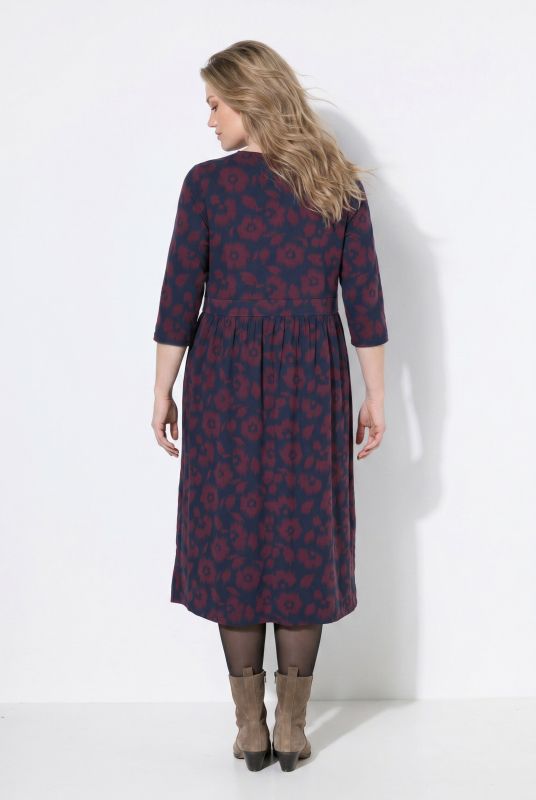 Eco Cotton Floral Print 3/4 Sleeve Wrap Dress