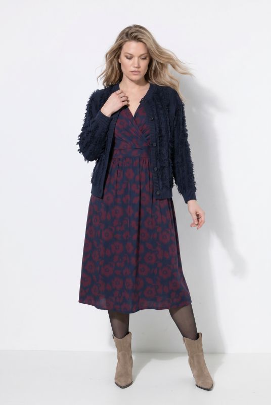 Eco Cotton Floral Print 3/4 Sleeve Wrap Dress