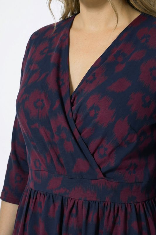 Eco Cotton Floral Print 3/4 Sleeve Wrap Dress