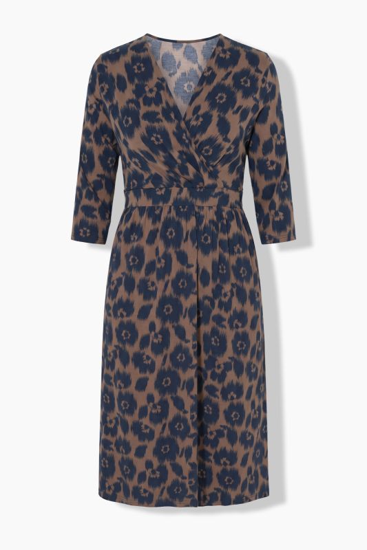 Eco Cotton Floral Print 3/4 Sleeve Wrap Dress