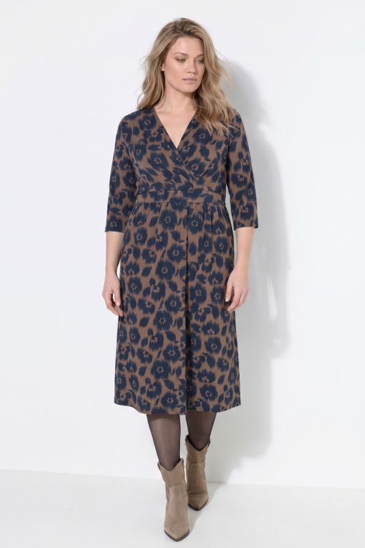 Eco Cotton Floral Print 3/4 Sleeve Wrap Dress