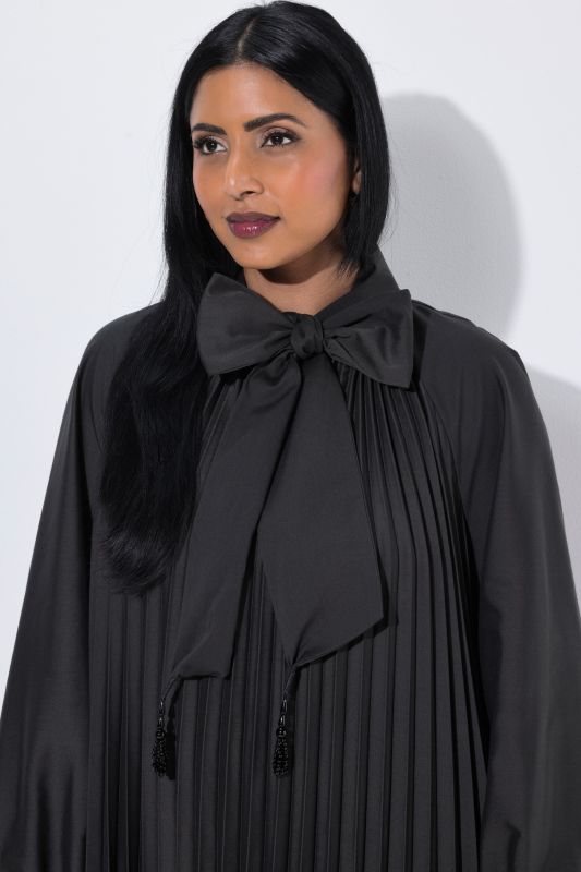 Pleated Handkerchief Hem Long Sleeve Dress