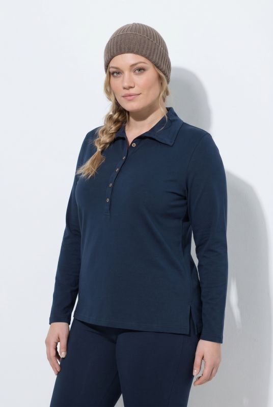 Eco Cotton Roll Neck Partial Button-Down Tee