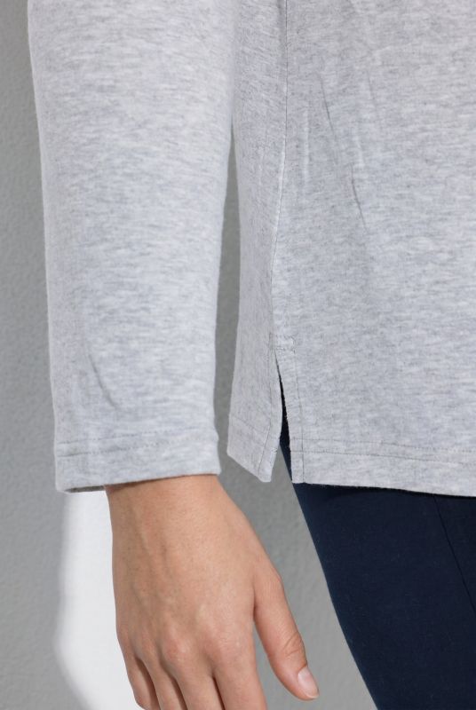 Eco Cotton Roll Neck Partial Button-Down Tee