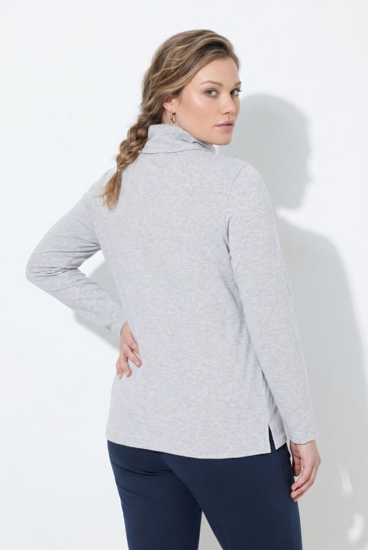 Eco Cotton Roll Neck Partial Button-Down Tee