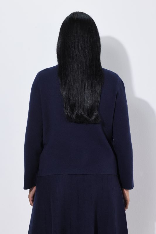 Rhinestoned Neckline Long Sleeve Milano Knit Sweater